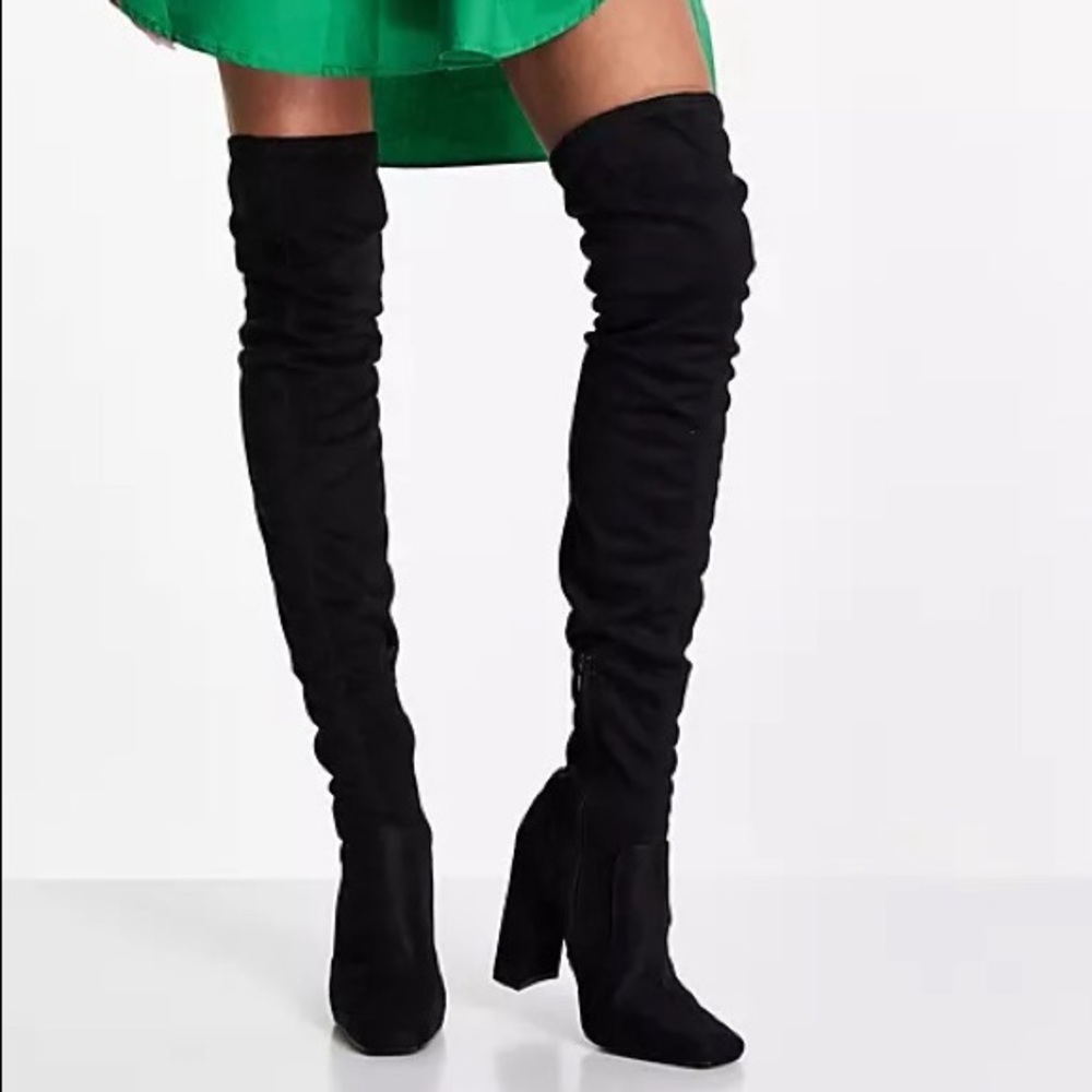 SCHUTZ Katy black suede over the knee boots